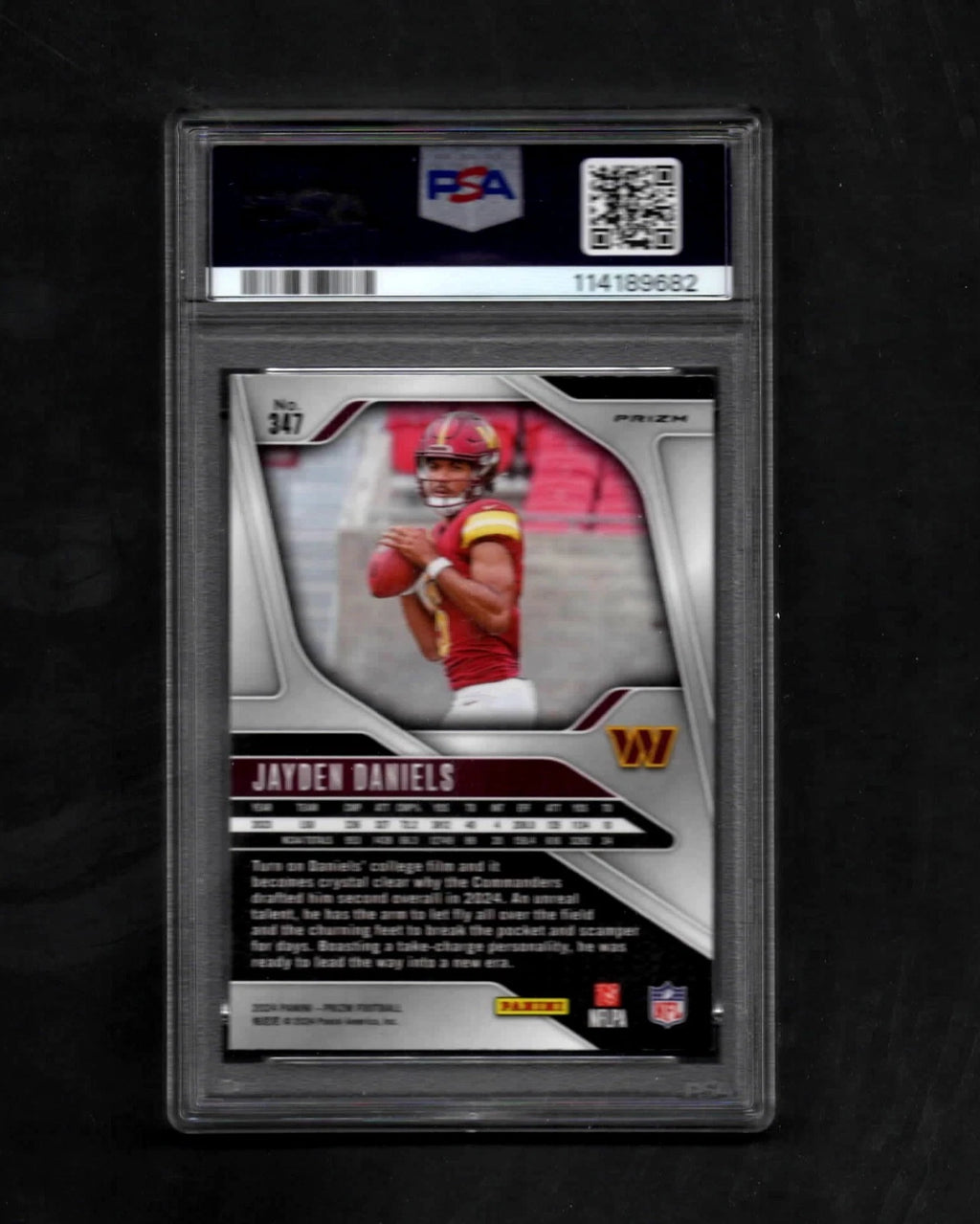 JAYDEN DANIELS 2024 PANINI ORANGE DISCO PRIZM ROOKIE #347 RC PSA 10 GEM MINT