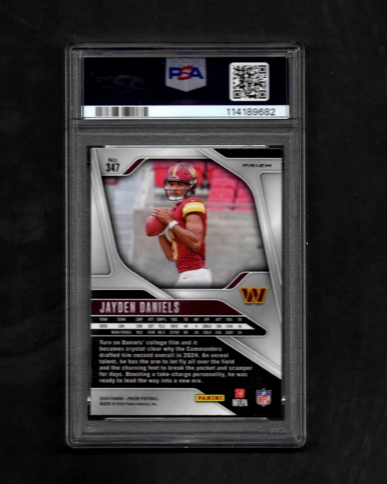 JAYDEN DANIELS 2024 PANINI ORANGE DISCO PRIZM ROOKIE #347 RC PSA 10 GEM MINT